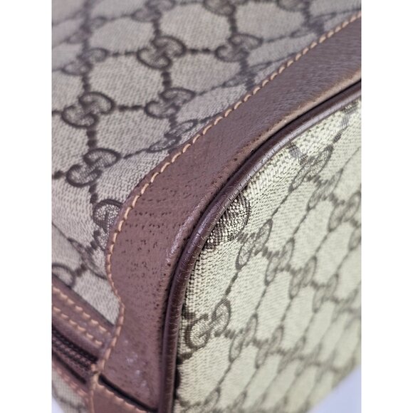 GUCCI GG Monogram Dome Bag Monogram Leather Shoulder Strap Vintage 2 Way Brown - Picture 15 of 16